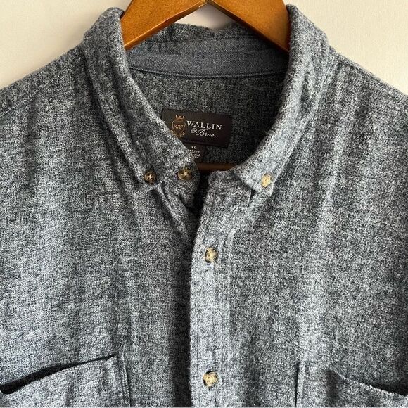 Men's Wallin & Bros Blue Grey Soft Button Down Shirt - Picture 3 of 7